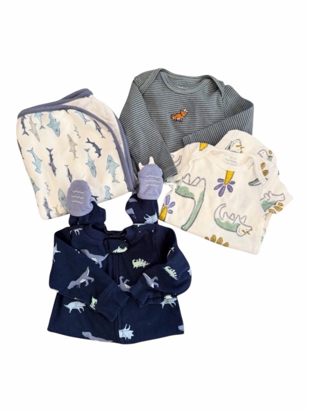 Carter's 4-Piece Bodysuit + Towel Set NWOT